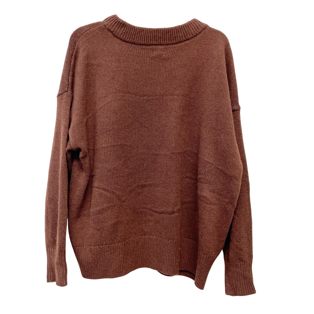 A New Day Women's Brown Woolen Crew Neck Long Sleeve Sweater Size L - Picture 3 of 6